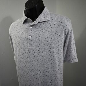 tasc Performance Polo Men‎ XL Gray Polka Dot Short Sleeve Stretch